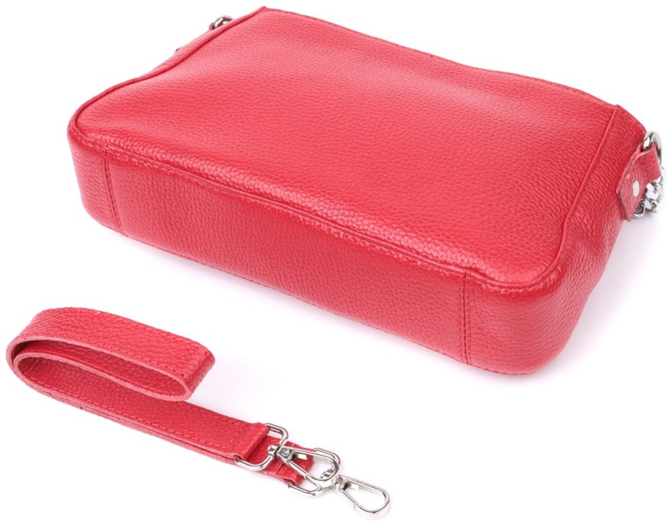 Кожаная красная сумка багет с цепочкой и съемным ремешком Shvigel 2422836 фото №6 Кожаная красная сумка багет с цепочкой и съемным ремешком Shvigel 2422836 modnotak фото №6