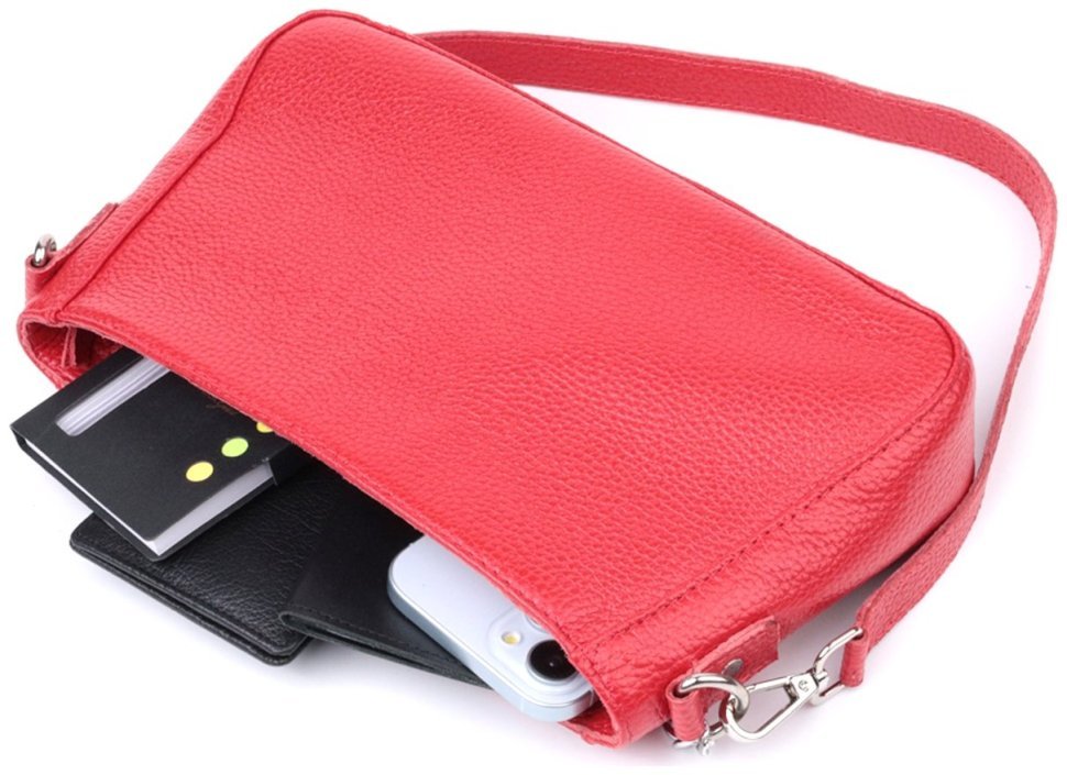 Кожаная красная сумка багет с цепочкой и съемным ремешком Shvigel 2422836 фото №8 Кожаная красная сумка багет с цепочкой и съемным ремешком Shvigel 2422836 modnotak фото №8