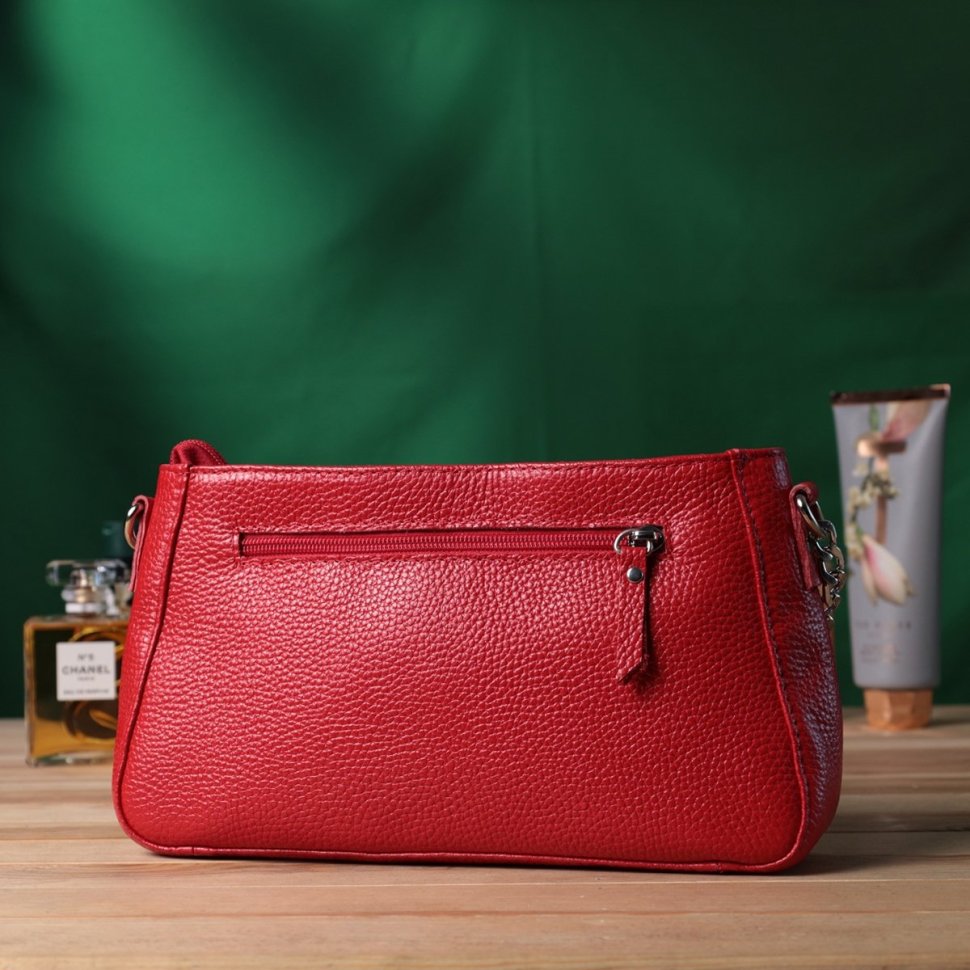 Кожаная красная сумка багет с цепочкой и съемным ремешком Shvigel 2422836 фото №10 Кожаная красная сумка багет с цепочкой и съемным ремешком Shvigel 2422836 modnotak фото №10