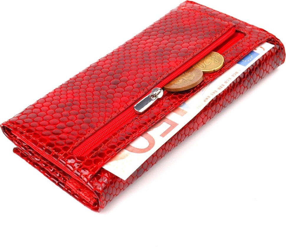 Довгий жіночий гаманець із натуральної лакованої шкіри з тисненням під змію CANPELLINI (2421655)
