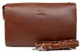 Горизонтальная кожаная сумка-клатч светло-коричневого цвета BlankNote 79063