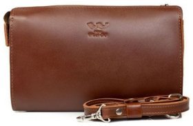 Горизонтальная кожаная сумка-клатч светло-коричневого цвета BlankNote 79063