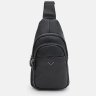 Мужской кожаный рюкзак-слинг среднего размера в черном цвете через плечо Keizer (59163) - 2