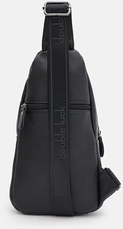 Чоловічий шкіряний рюкзак-слінг середнього розміру в чорному кольорі через плече Keizer (59163)