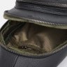 Мужской кожаный рюкзак-слинг среднего размера в черном цвете через плечо Keizer (59163) - 5