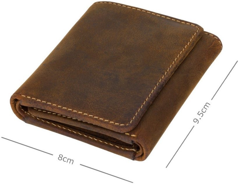 Темно-коричневий компактний гаманець з вінтажної шкіри потрійної складання Visconti Apache 69163