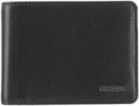Стильне чоловіче портмоне з натуральної шкіри чорного кольору під картки та купюри Visconti Finn 69263