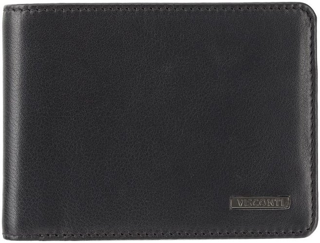 Стильное мужское портмоне из натуральной кожи черного цвета под карточки и купюры Visconti Finn 69263