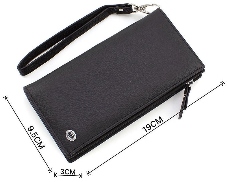 Вместительный кожаный кошелек черного цвета под много карточек ST Leather (15383) modnotak фото №3