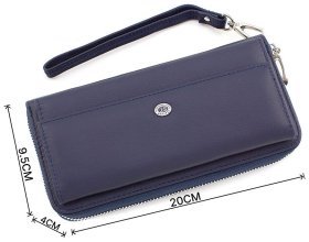 Шкіряний темно-синій гаманець із зовнішнім блоком під карти ST Leather (15316)