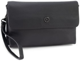 Мужской клатч-барсетка из натуральной фактурной кожи черного цвета H.T. Leather 79463