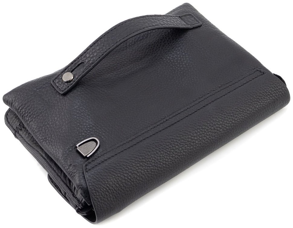 Мужской клатч-барсетка из натуральной фактурной кожи черного цвета H.T. Leather 79463 modnotak фото №9