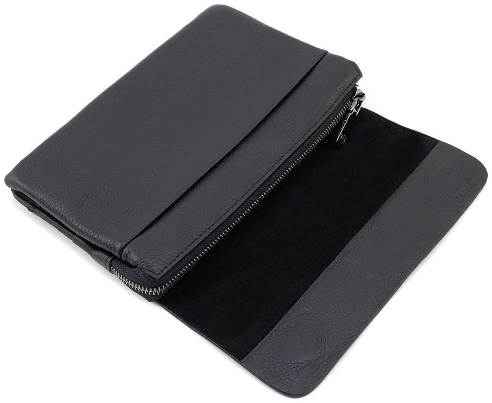 Мужской клатч-барсетка из натуральной фактурной кожи черного цвета H.T. Leather 79463 modnotak фото №10