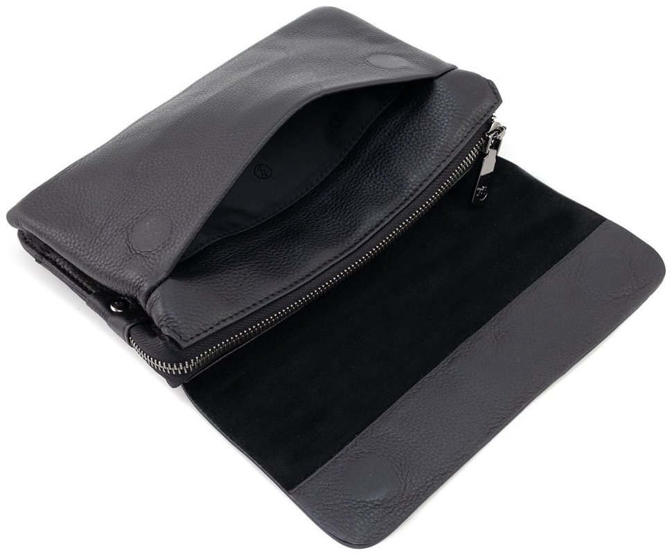Мужской клатч-барсетка из натуральной фактурной кожи черного цвета H.T. Leather 79463 modnotak фото №11