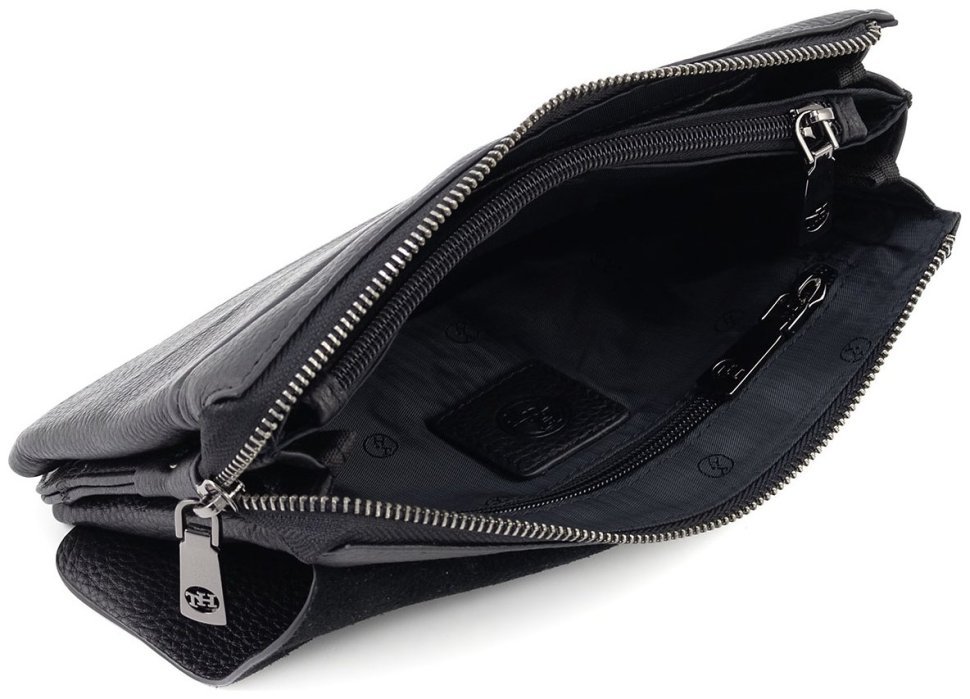 Мужской клатч-барсетка из натуральной фактурной кожи черного цвета H.T. Leather 79463 modnotak фото №13