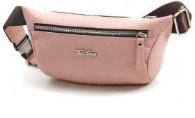 Светло-розовая женская поясная сумка из натуральной кожи Tom Stone (10918)