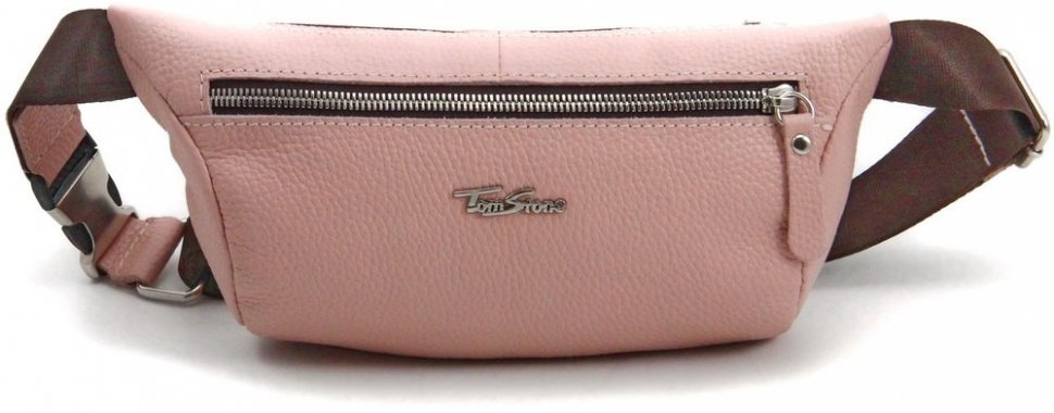 Світло-рожева жіноча поясна сумка з натуральної шкіри Tom Stone (10918)