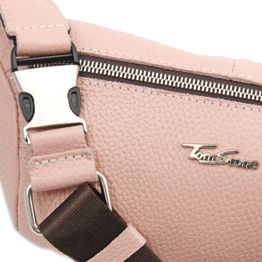 Светло-розовая женская поясная сумка из натуральной кожи Tom Stone (10918)