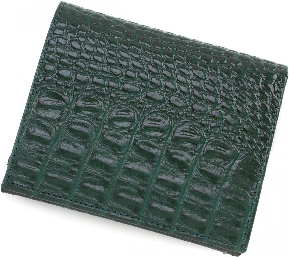 Шкіряний жіночий гаманець зеленого кольору з автономною монетницьою KARYA (15536)