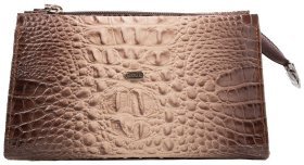 Кожаная женская косметичка с тиснением под крокодила Desisan 79763 Светло-бежевая