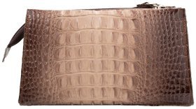 Кожаная женская косметичка с тиснением под крокодила Desisan 79763 Светло-бежевая