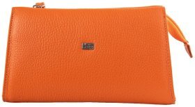 Яркая женская косметичка с зернистой кожи оранжевого цвета Desisan 80264