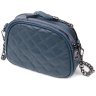 Женская стеганая сумка из натуральной кожи синего цвета с длинным ремешком Vintage 2422327 - 2