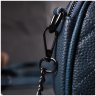 Жіноча стьобана сумка з натуральної шкіри синього кольору з довгим ремінцем Vintage 2422327 - 9