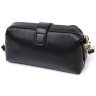 Чорна жіноча сумка-клатч із натуральної шкіри з хлястиком на магніті Vintage 2422427 - 2