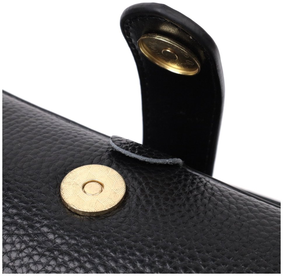 Чорна жіноча сумка-клатч із натуральної шкіри з хлястиком на магніті Vintage 2422427