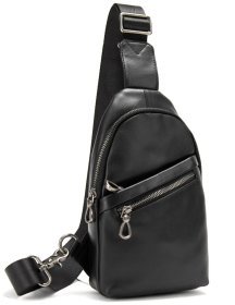 Мужская сумка через плече из натуральной кожи Tiding Bag 90764 Черная