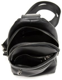 Мужская сумка через плече из натуральной кожи Tiding Bag 90764 Черная