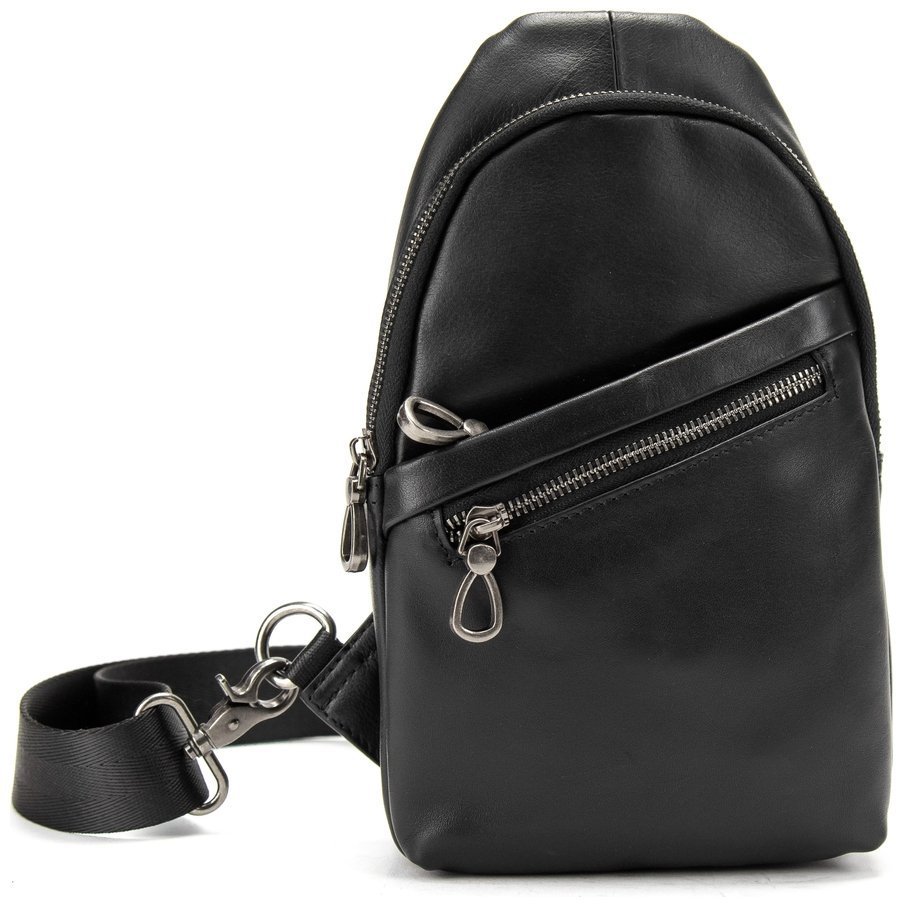 Мужская сумка через плече из натуральной кожи Tiding Bag 90764 Черная modnotak фото №8