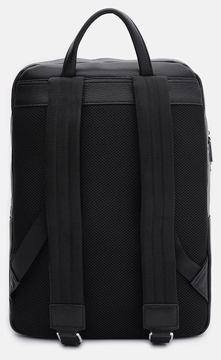 Чоловічий рюкзак великого розміру із чорної натуральної шкіри на два відділення Ricco Grande 71664