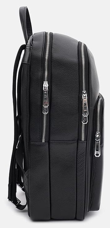 Чоловічий рюкзак великого розміру із чорної натуральної шкіри на два відділення Ricco Grande 71664