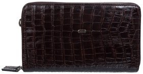 Мужская барсетка-клатч из натуральной кожи под крокодила в коричневом цвете DESISAN 81864
