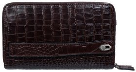 Мужская барсетка-клатч из натуральной кожи под крокодила в коричневом цвете DESISAN 81864