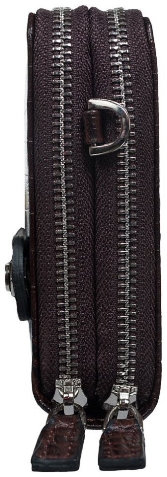 Мужская барсетка-клатч из натуральной кожи под крокодила в коричневом цвете DESISAN 81864 modnotak фото №3