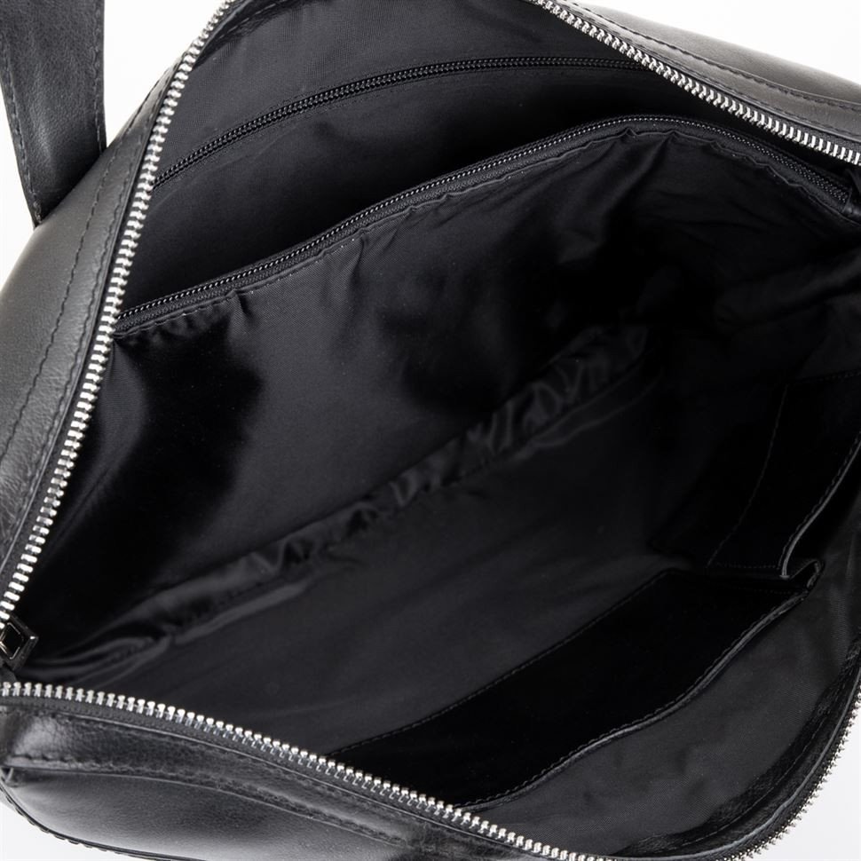 Мужская черная сумка из гладкой натуральной кожи для ноутбука TARWA (19933)