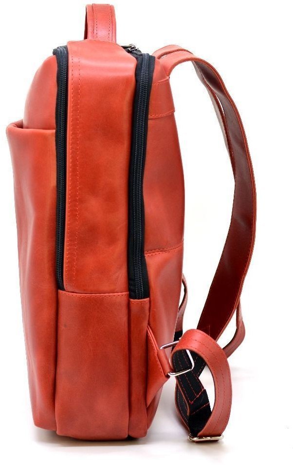 Большой женский кожаный городской рюкзак красного цвета TARWA (19791)