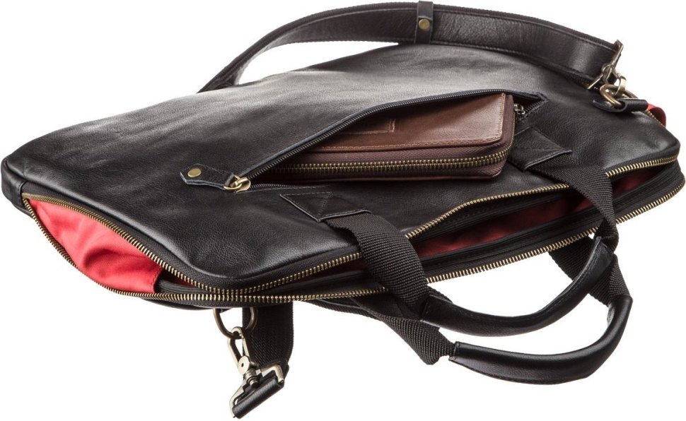 Тонкая кожаная мужская сумка для ноутбука из натуральной кожи SHVIGEL (2419117)