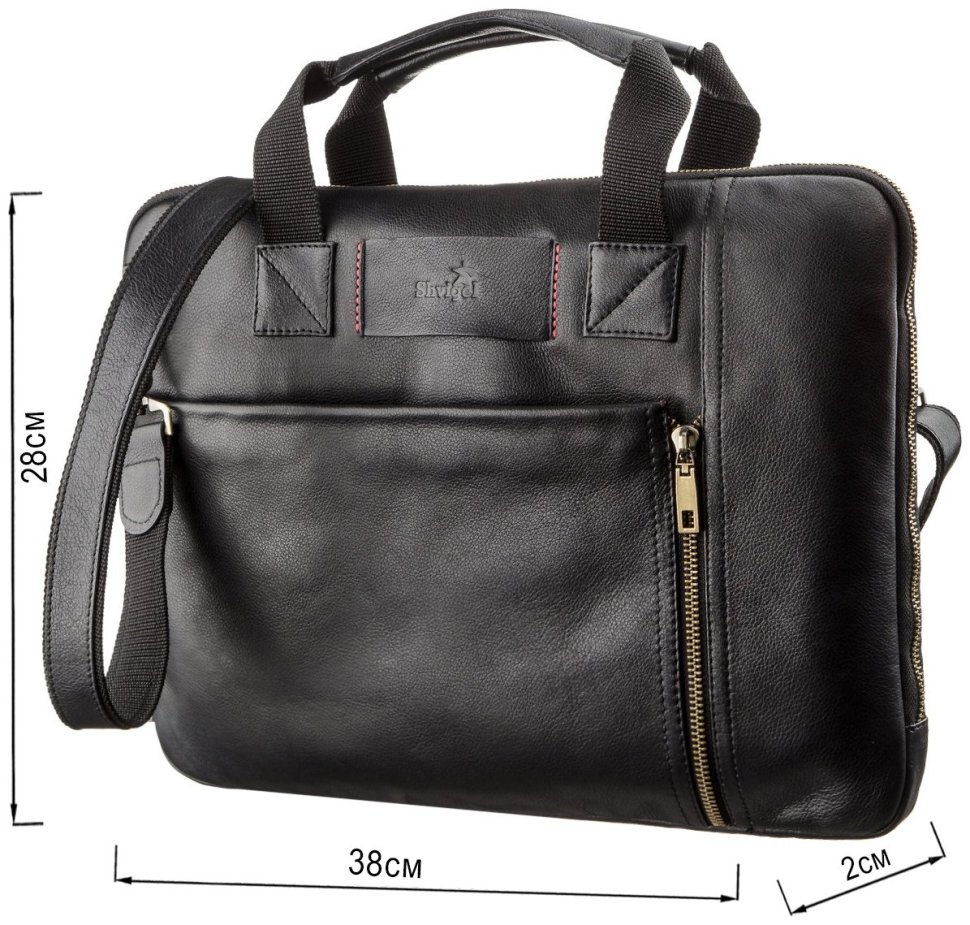 Тонка шкіряна чоловіча сумка для ноутбука з натуральної шкіри SHVIGEL (2419117) modnotak фото №6