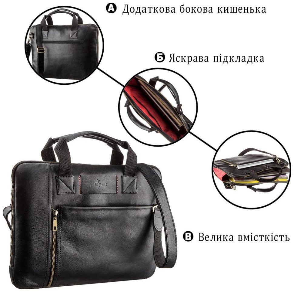 Тонка шкіряна чоловіча сумка для ноутбука з натуральної шкіри SHVIGEL (2419117) modnotak фото №7