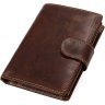 Вертикальний чоловічий гаманець з вінтажній шкіри на кнопці Vintage (14926) - 1