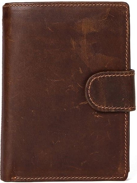 Вертикальний чоловічий гаманець з вінтажній шкіри на кнопці Vintage (14926)