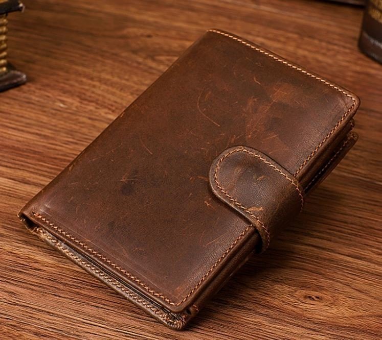 Вертикальний чоловічий гаманець з вінтажній шкіри на кнопці Vintage (14926) modnotak фото №6