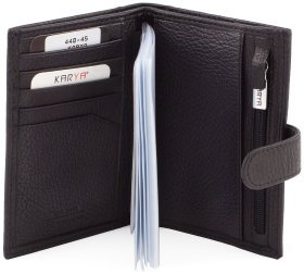 Обложка для документов с хлястиком из черной кожи KARYA 440-45