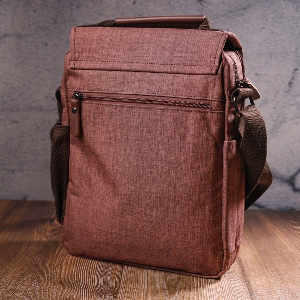 Чоловіча сумка-барсетка з коричневого текстилю Vintage (2421262)
