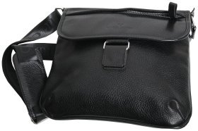 Мужская сумка планшет из натуральной кожи с клапаном на магните Vip Collection черного цвета 102664