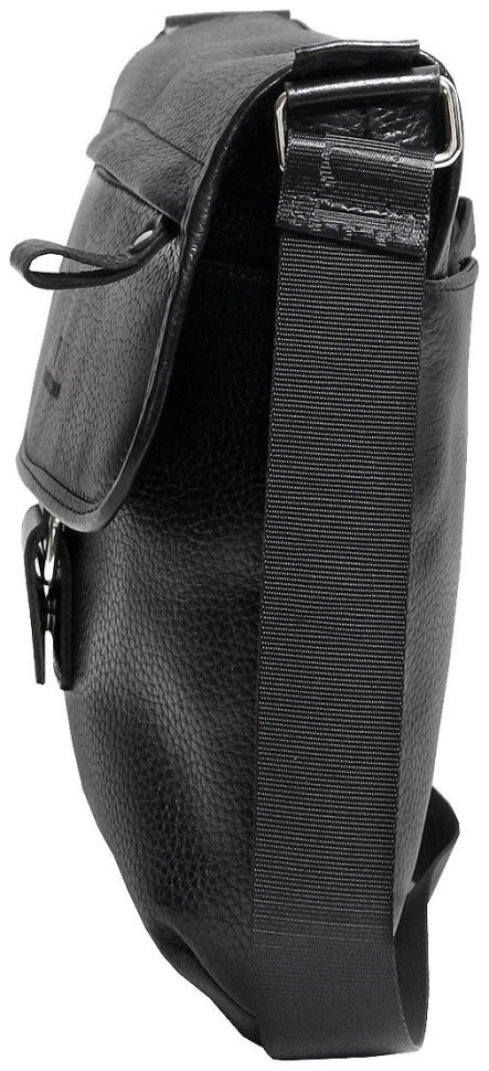 Чоловіча сумка планшет із натуральної шкіри із клапаном на магніті Vip Collection чорного кольору 102664 modnotak фото №3